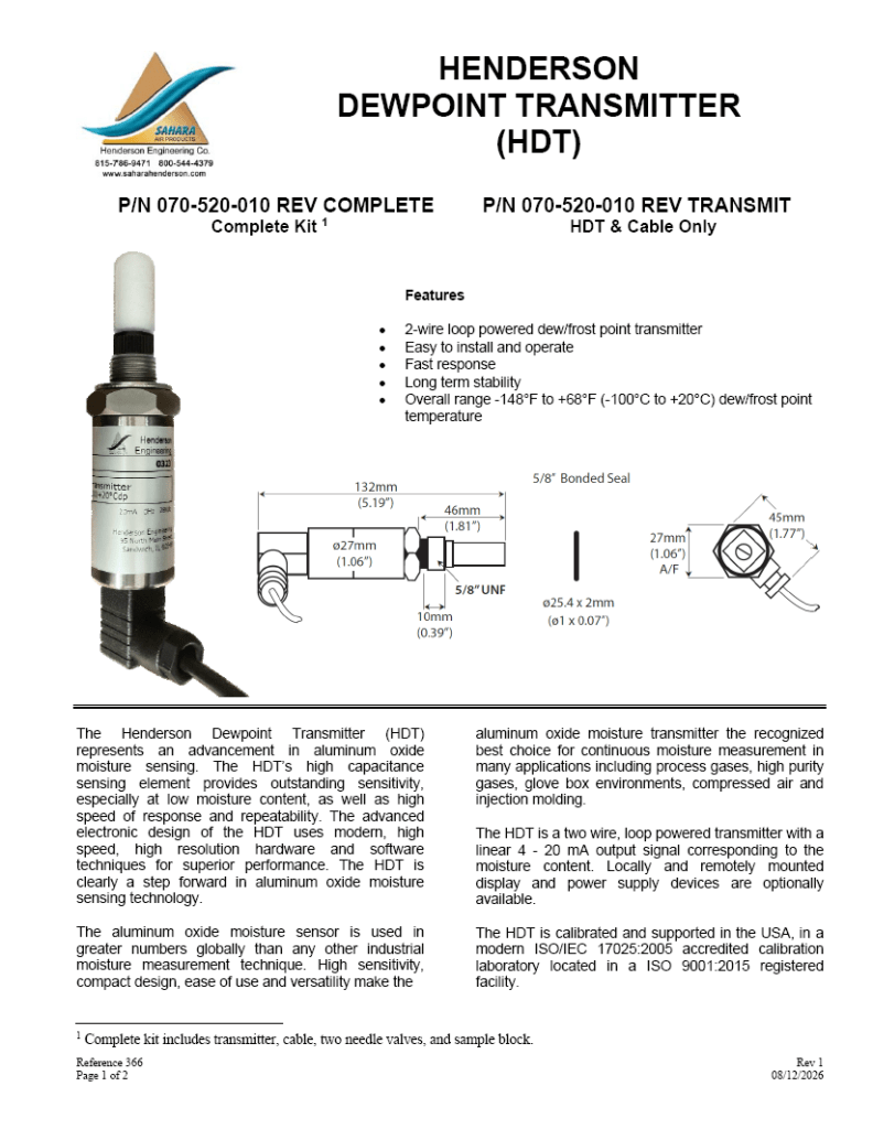 366-Rev1 - HDT Specification Sheet